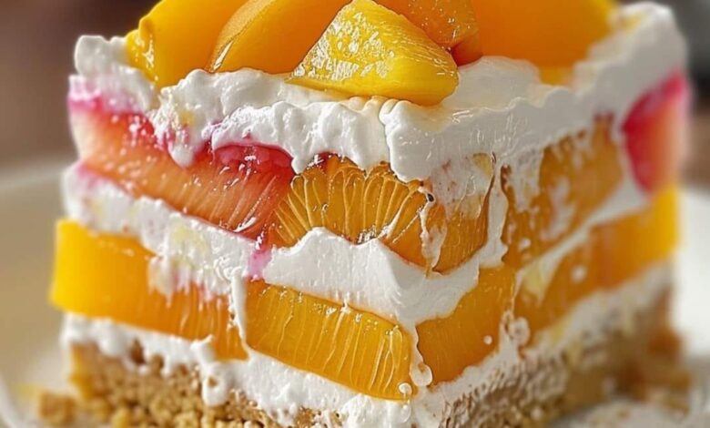 No-Bake Peach and Cream Layered Dessert: A Refreshing Treat for Any Occasion