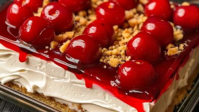 No-Bake Cherry Cheesecake Delight: A Simple and Elegant Dessert