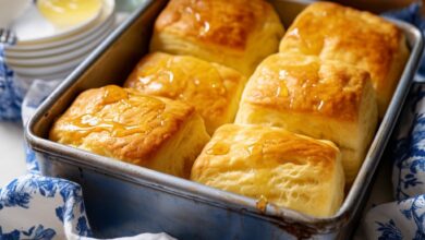 Flaky Homemade Biscuits with a Sweet Honey Drizzle